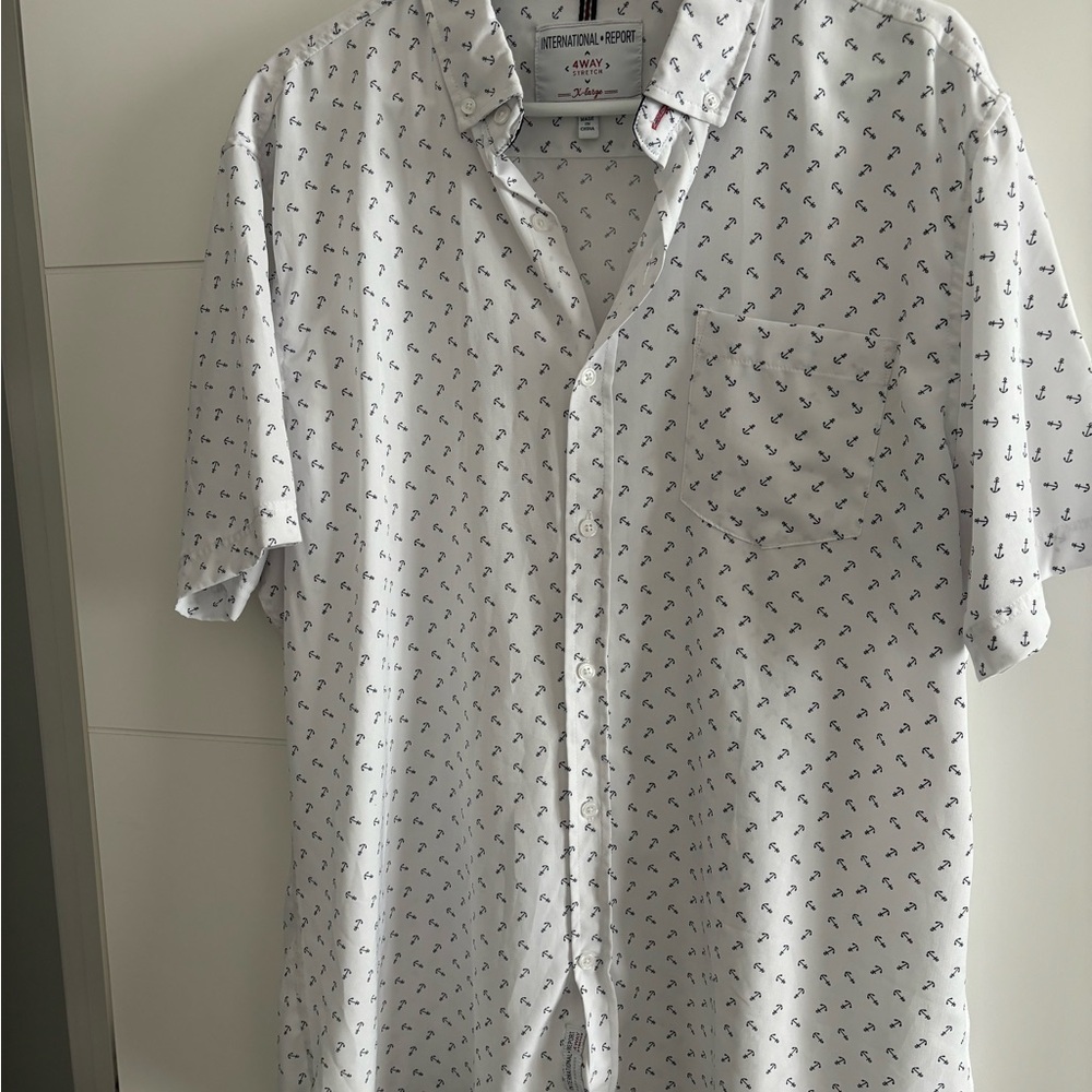 INC International Concepts Men's White and Black Patterned Shirt